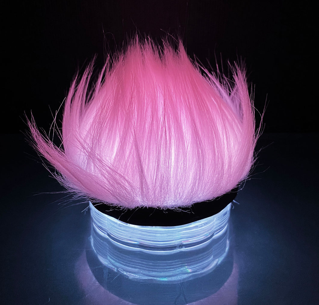 Baby Pink coloured Furry Delight night light by Happy Senses. Soft glowing ambient fur night light.